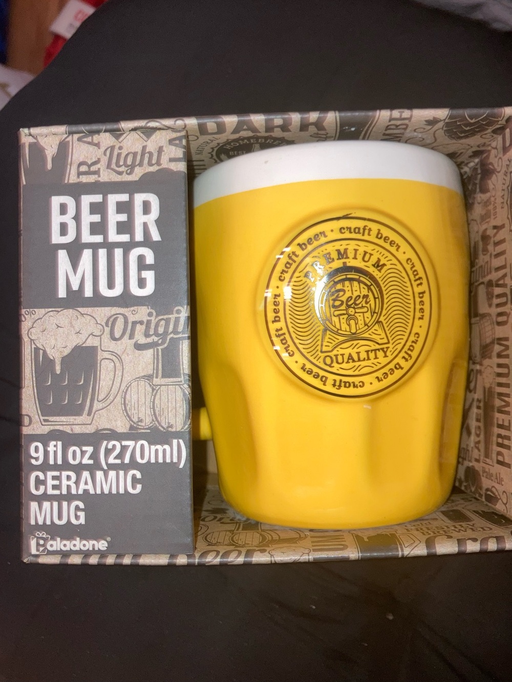 Ceramic Beer Mug Premium Quality  Craft Beer Yellow - NIB